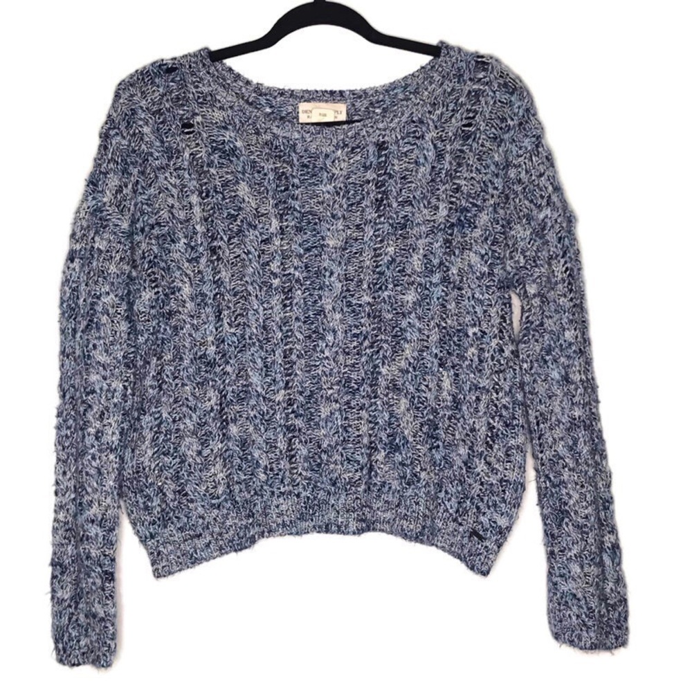 Denim & Supply Blue Marled Chunky Knit Sweater